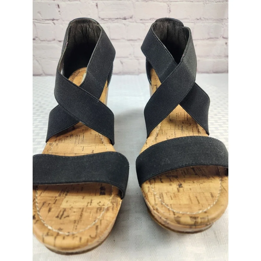 Womens ESprit Wedge Black Cork Sandals 8.5